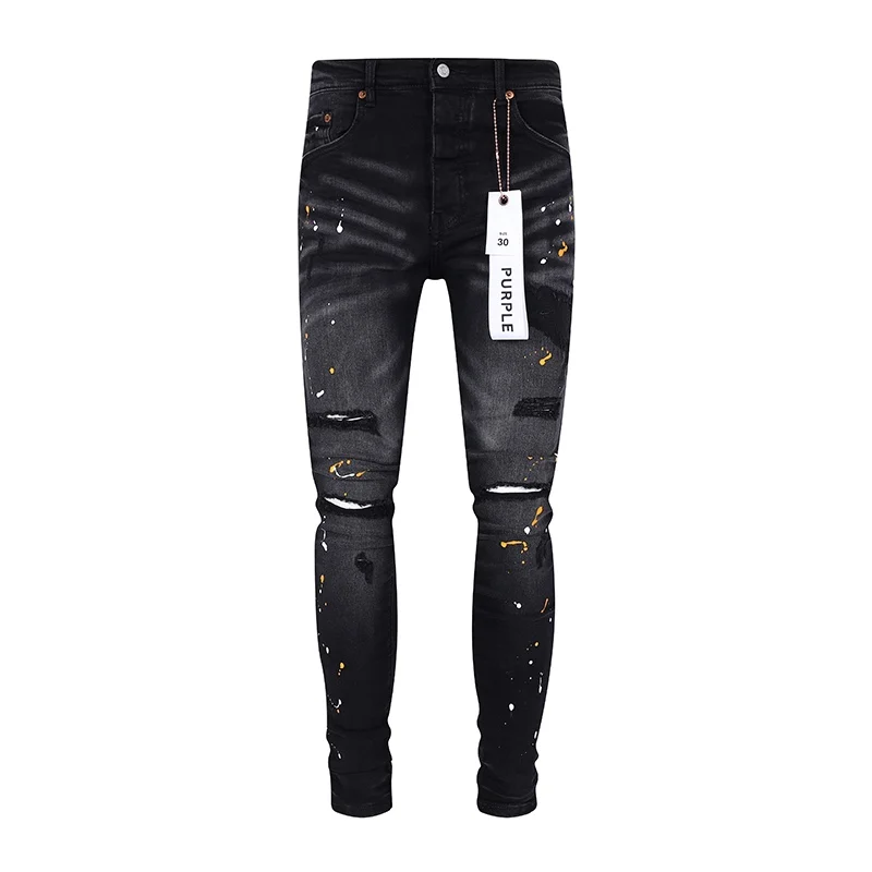 

where is the best place to buy mens jeans ripped Purple Brand Distressed Skinny Destroyed Stretch Pants destroyed Denim Trousers