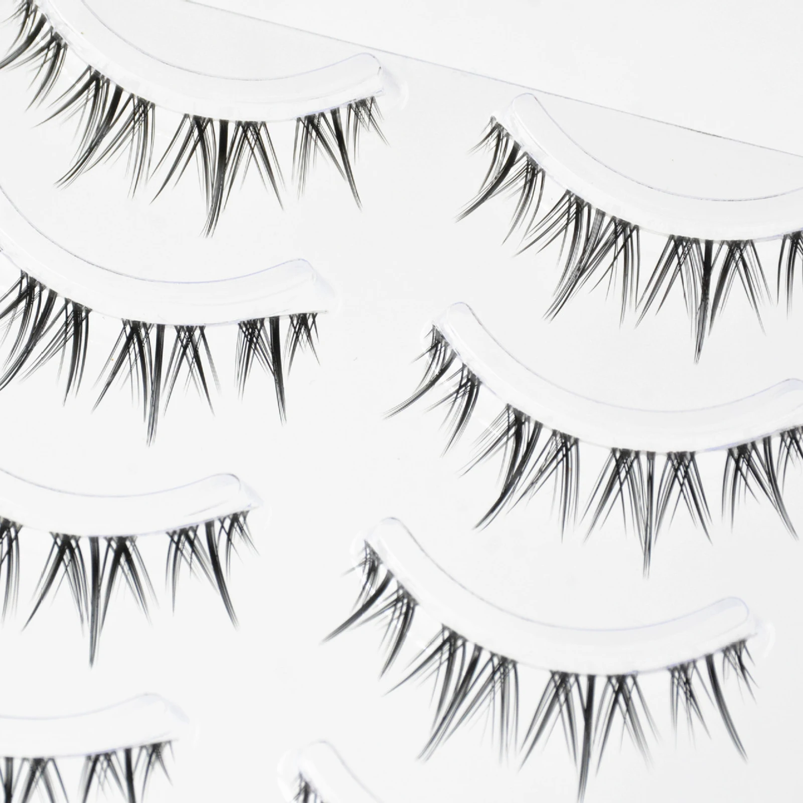 5 Paar Vollstreifen-Wimpern, transparenter Stiel, natürliche, dünne, falsche Wimpern, Manga-Wimpern für den täglichen Gebrauch, Make-up-Look, flauschige Puppenwimpern – Detail 5