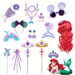 The Little Mermaid Ariel's Accessories Wig Magic Wand Crown Necklace Glove Cosplay Mermaid Princess Costume Accessories Disney