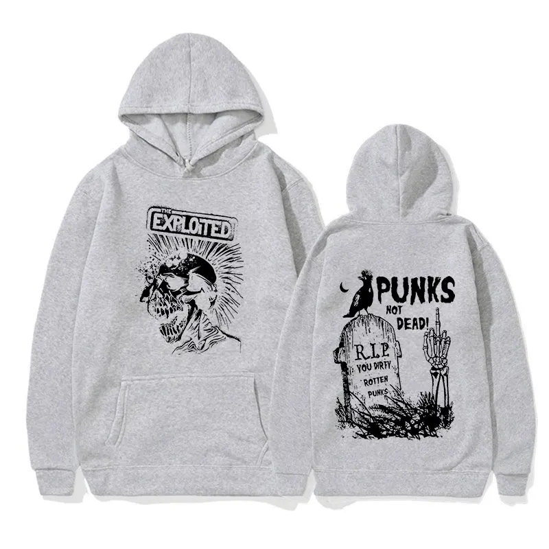 Rock Band The Exploited Not Dead Pullover Hoodie Men's Fashion Hip Hop Sweatshirts Unisex Punk Retro Oversized Hoodies Streetwea 5