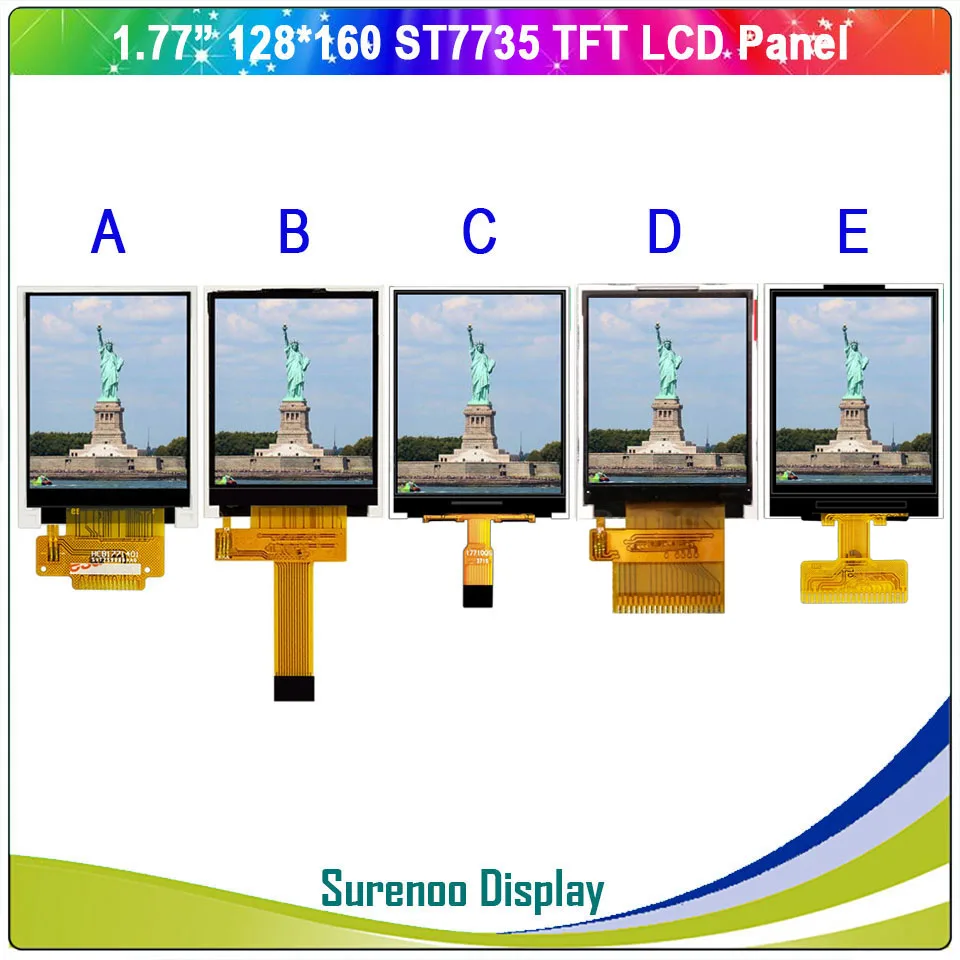 MCU TFT LCD 모듈 디스플레이 스크린 패널, 터치 없음, 1.77 인치, 1.8 인치, 128*160 직렬 SPI / 8 비트, LCM ST7735 ST7735S 