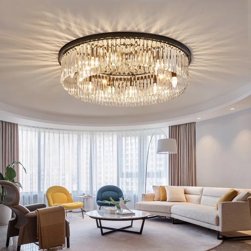 

Modern Luxury Crystal Ceiling Chandelier 2024 Led Lampara De Techo Lamp Gold Ceiling Lights Home DecorLustres for Living Room