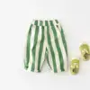 2024 Spring Boy Girl Children Loose Strped Casual Pants Baby Pockets Fashion Pants Kid Outdoor Cotton Trousers Toddler Costume 4
