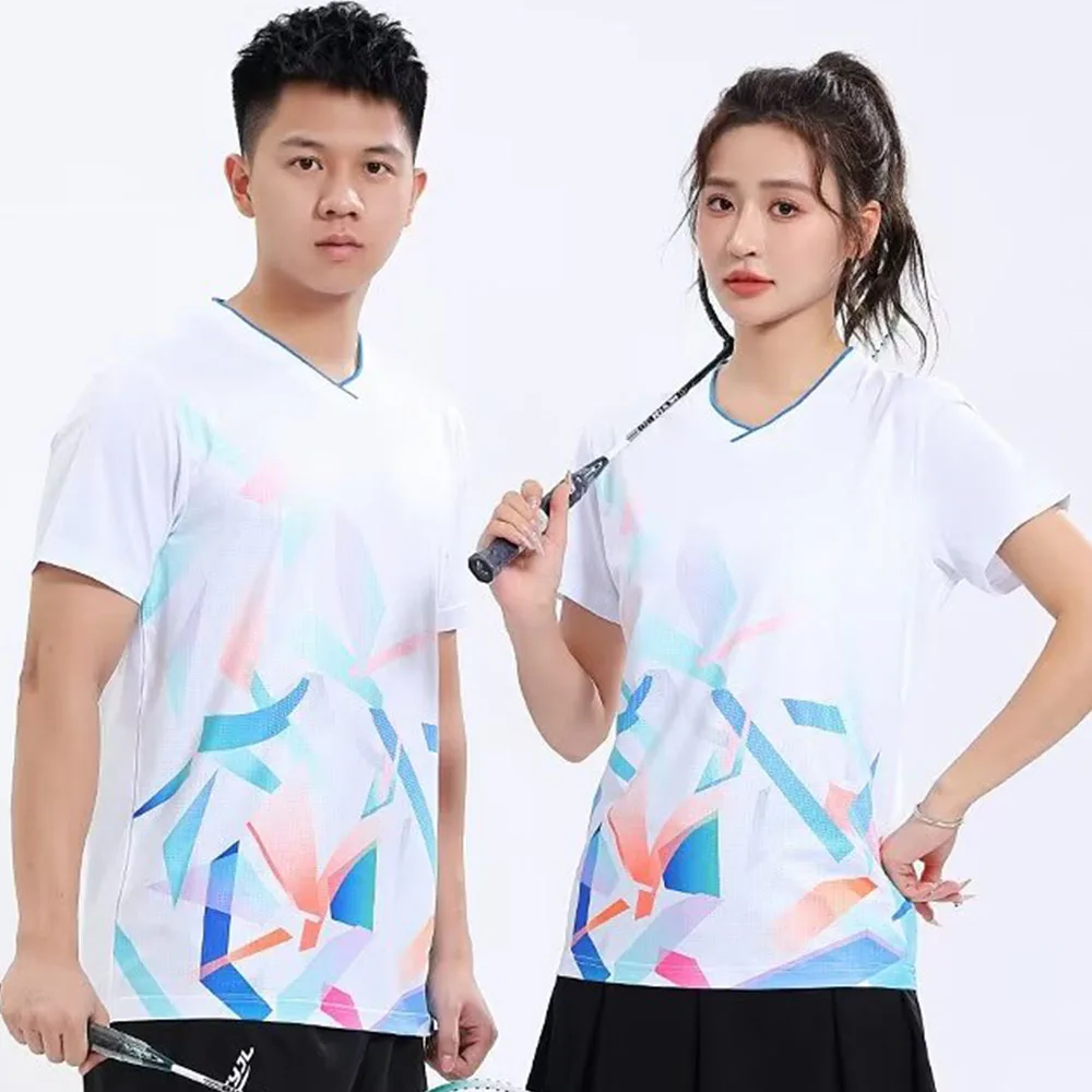 New in White Tennis Shirt Badminton T-shirt for Men Women Quick Dry Summer Short Sleeve Volleyball Table Tennis Uniform Tops