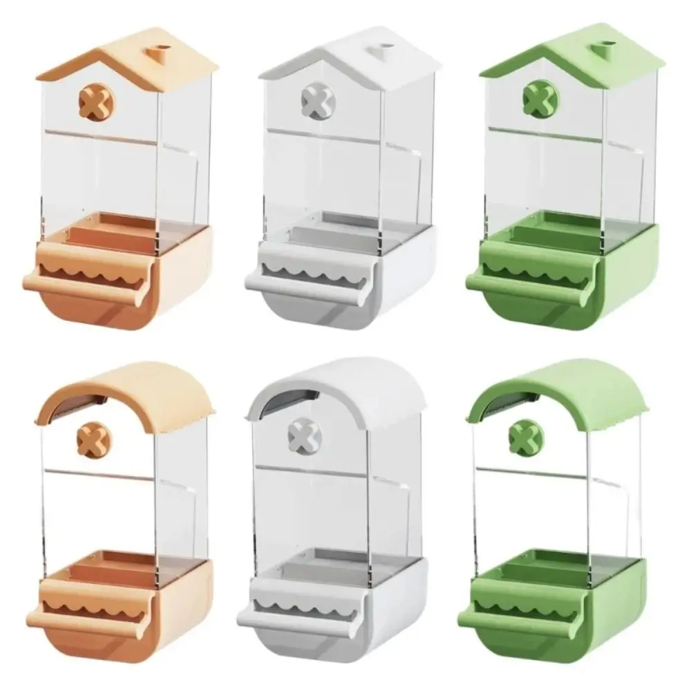 Anti-splash Parrot Automatic Feeder Hanging Large Capacity Bird Feed Box for Cage No Mess Waterproof Birds Food Container