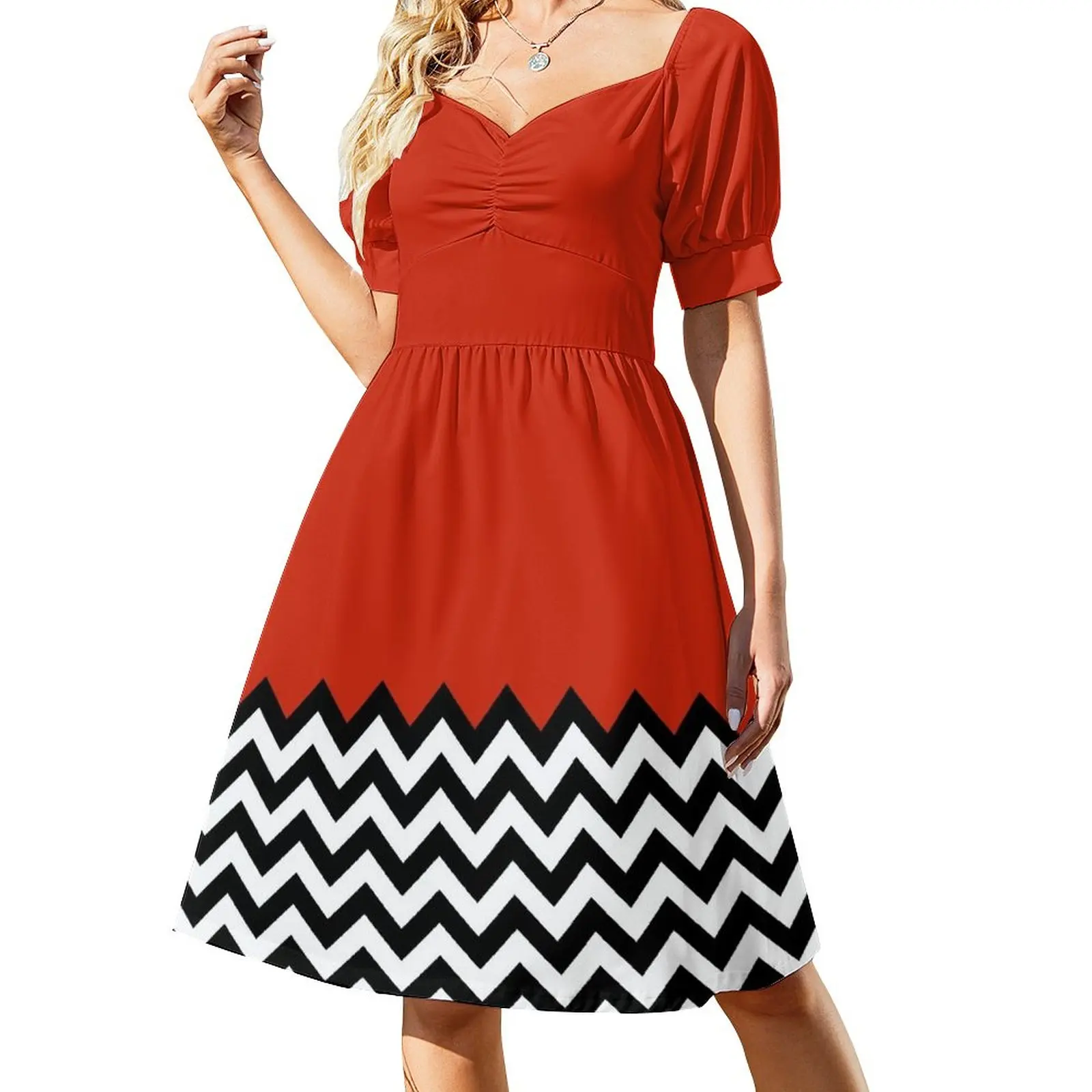 thumbnail image 1 of Vestido negro con estampado gráfico inspirado en Twin Peaks, bonito vestido de verano para mujer, vestido de noche para mujer, vestidos elegantes., 1 of 7