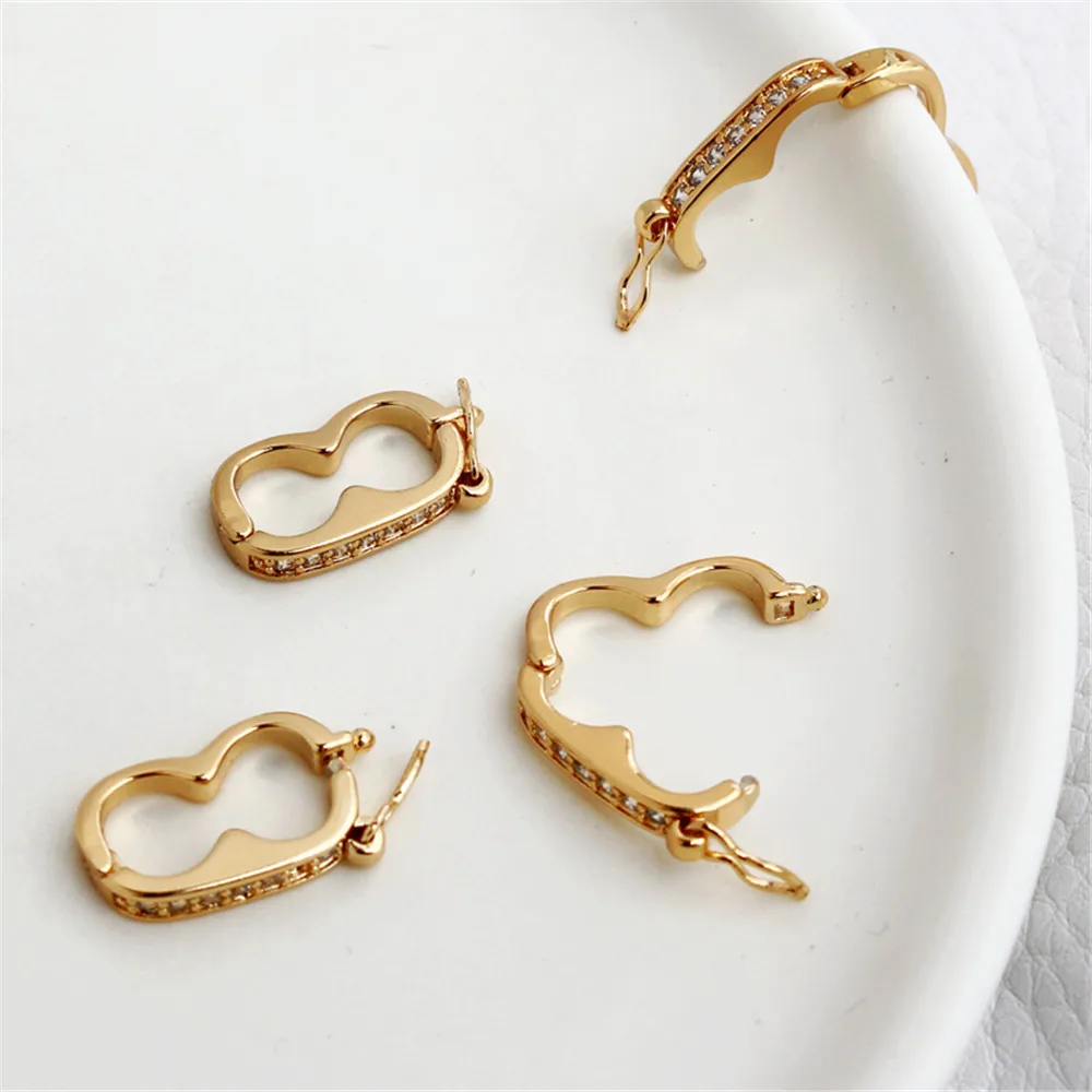 14K gold color collar zircon Double Row hole sweater chain chain bracelet necklace DIY pearl chain clasp clip buckle head