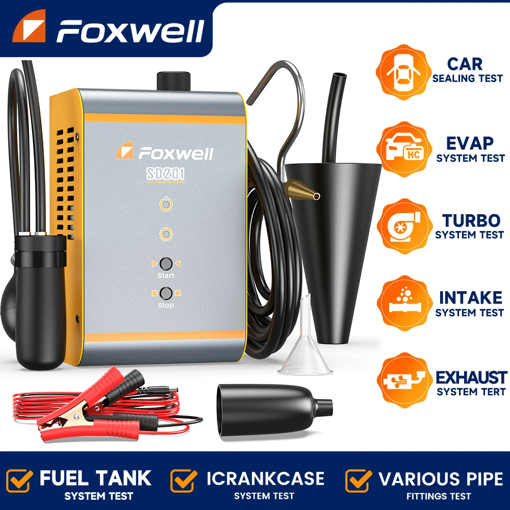 

Тестер Утечки дыма FOXWELL SD201, автомобильный прибор для проверки утечки дыма, топливная трубка, локатор утечки масла и газа, генератор дыма, Автомобильные диагностические инструменты