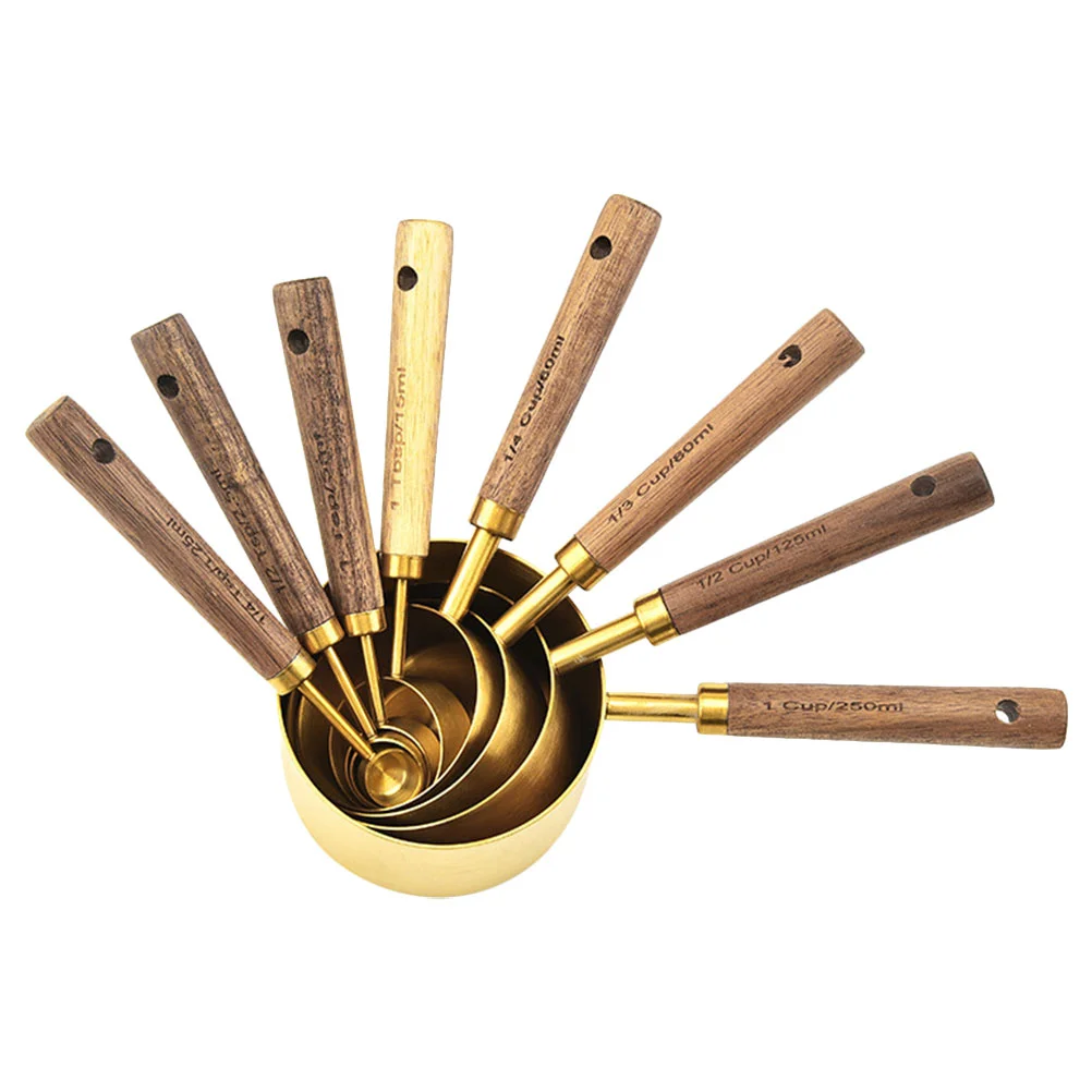 

8PCS Measuring Metal Stackable Measuring with Wooden Handles