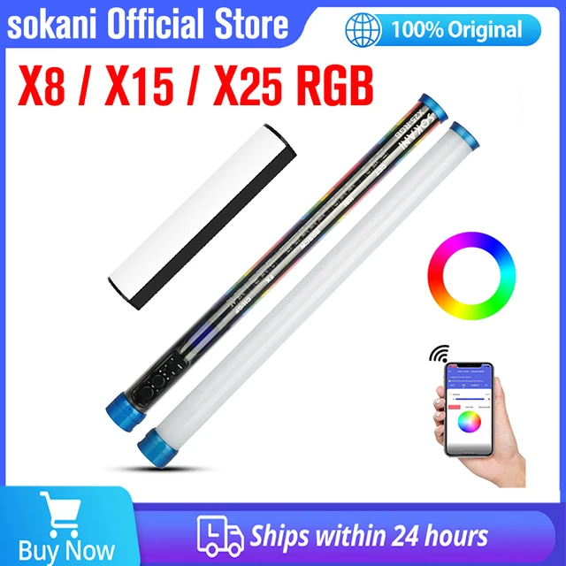 Sokani X8 X15 X25 RGB LED Video Light Handheld Light Tube Stick Soft Lighting APP Remote Control for TikTok YouTube Vlog Studio 1