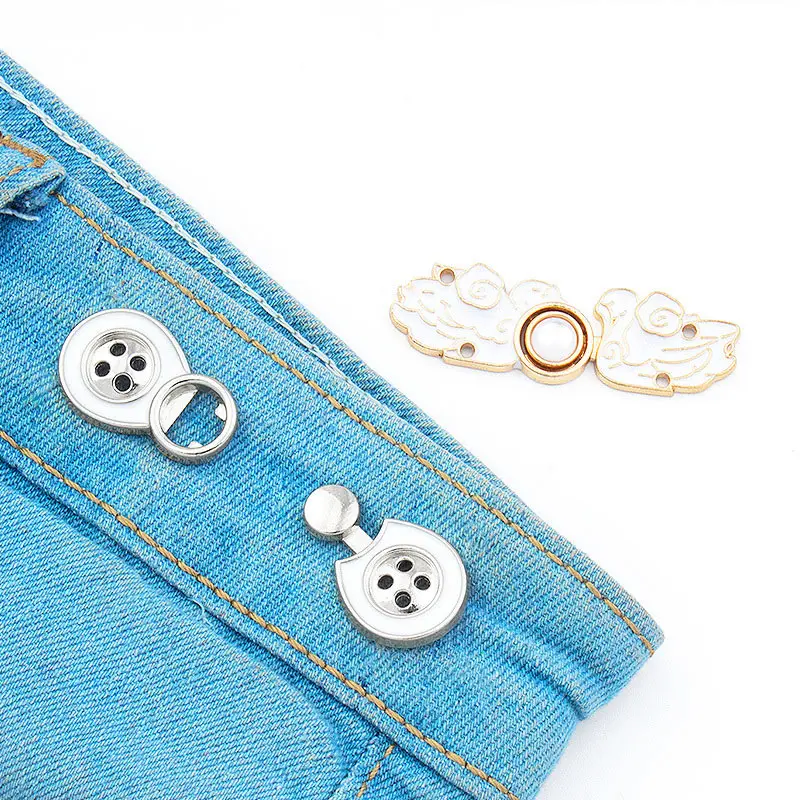 1sets Nail-free Waist Buckle Jeans Closing Artifact Invisible Adjustable Button Removable Detachable Pant Tighten Sewing Tool