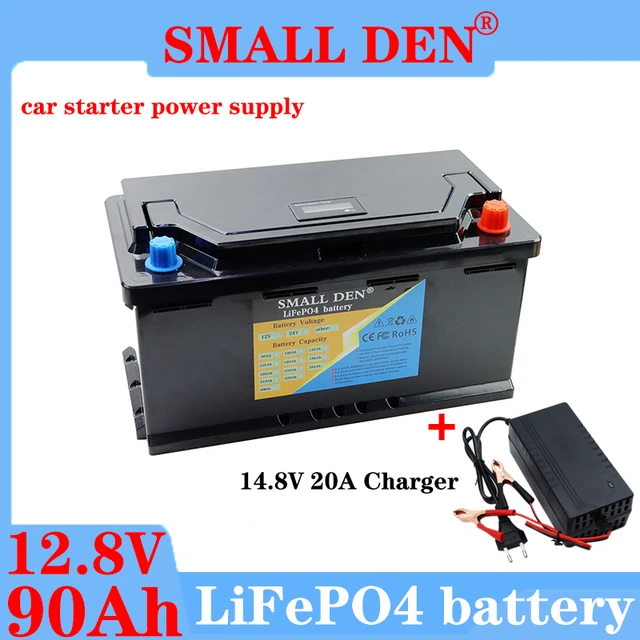 12V 90Ah LiFePO4 Battery Automatic car starter power supply Portable  rechargeable High power 12.8v Car lighter Solar RV +Charger - AliExpress