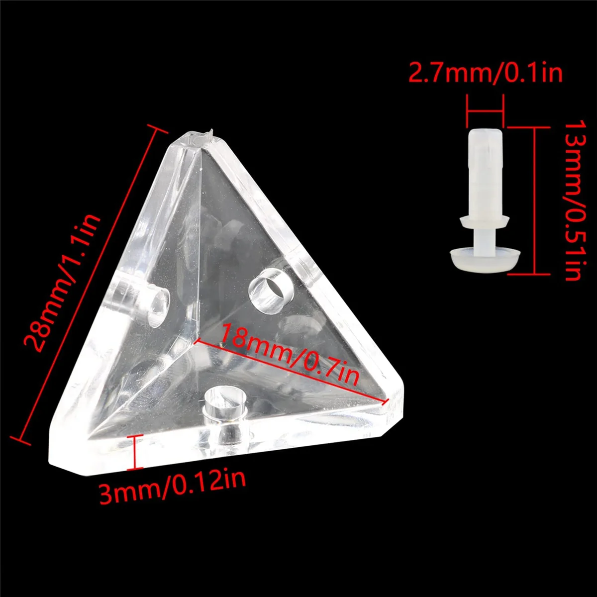 72Pcs Acrylic Corner Brackets with Semitransparent Screws Clear 3-Hole Right Angle Joint Brace Brackets