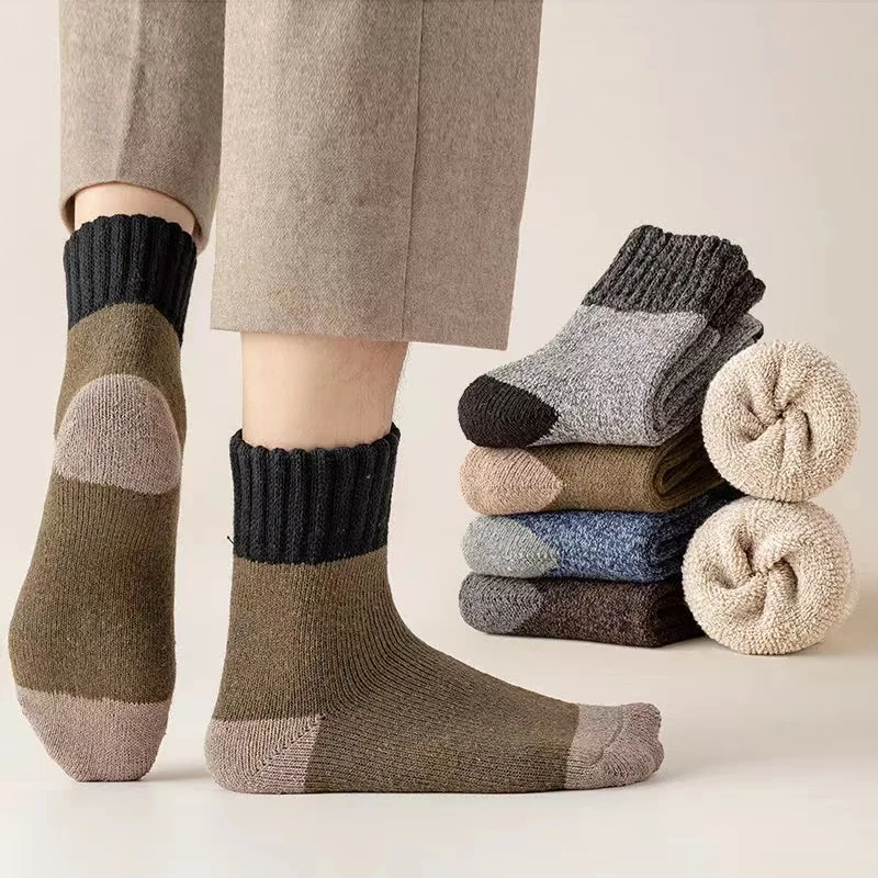 Men's Wool Socks Super Thick Winter Warm Socks Fashion Style Mid Tube Socks Snow Socks High Quality Men's Socks