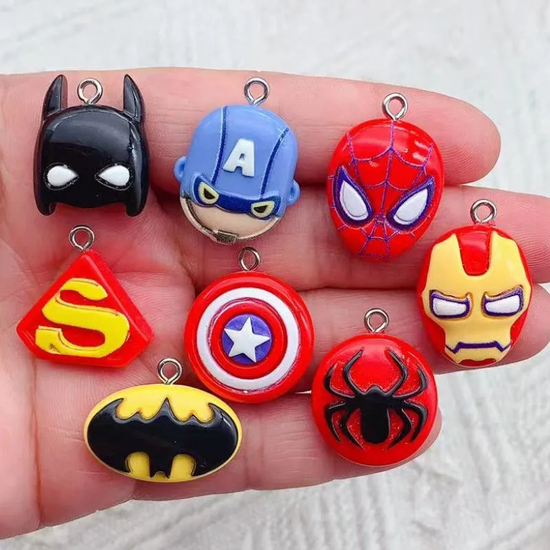 10Pcs Marvel Spider-Man Resin Pendant Charms for Woman Girls Cartoon Jewelry Making Findings DIY Handmake Toy