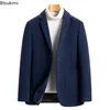 New 2025 Men's Woolen Suit Jacket Top Luxury Autumn Winter Men Casual Business Wool Single Breasted Blazer Overcoats Men Blazer 4
