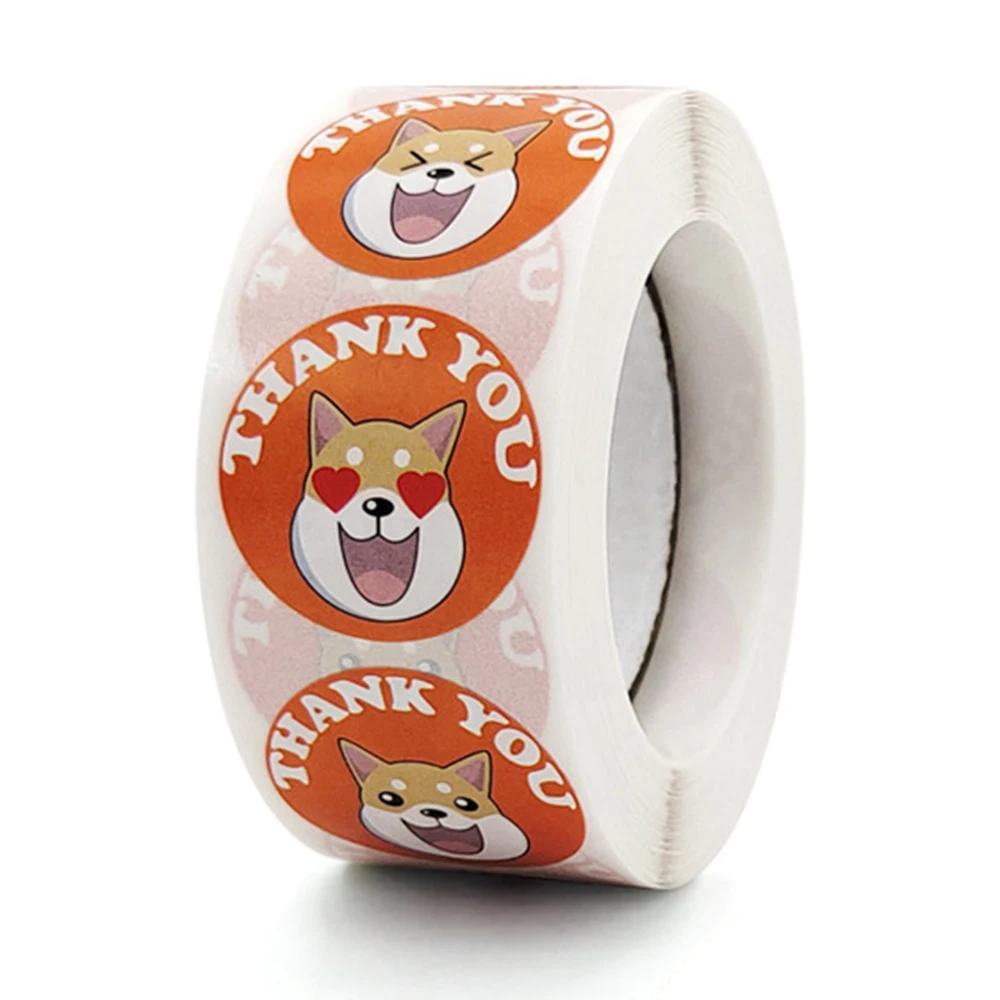 50-500Pcs Cute Cartoon Animal Cat Sticker 1inch Thank You Stickers Child Gift Party Birthday Package Wrapping Baking Label