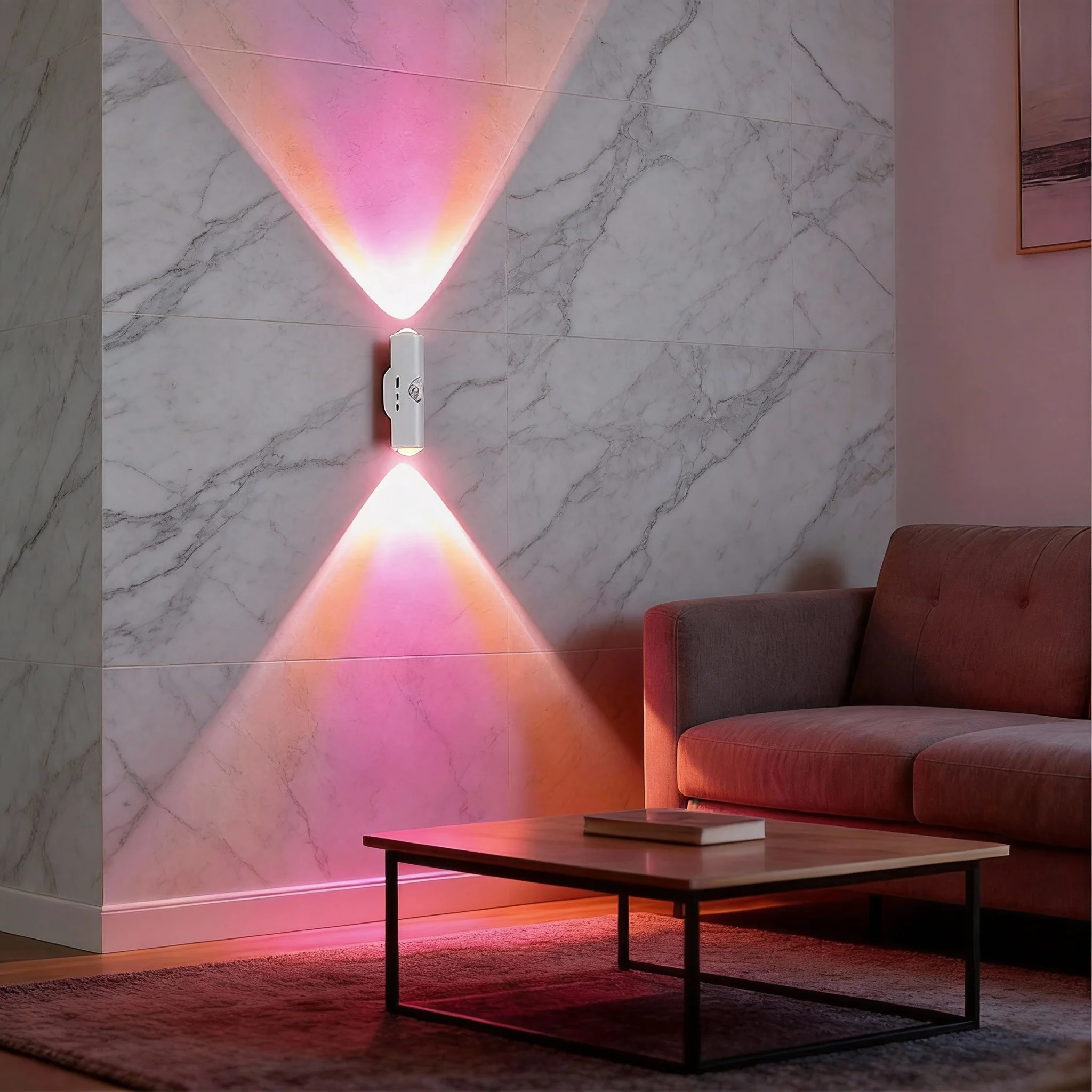 Double Head RGB LED Night Light with Motion Sensor Rechargeable Magnetic Wall Lamp for Cabinet Hallway Stair Mood Ambient Light