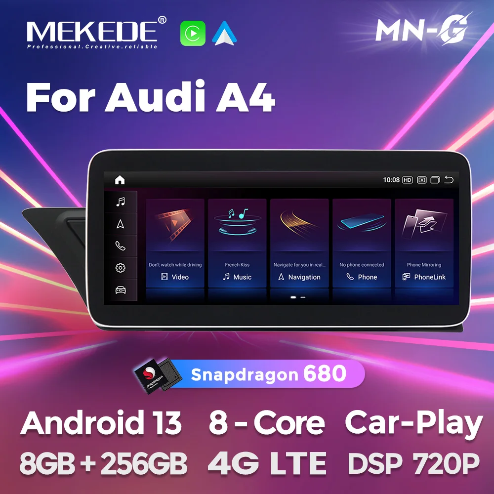 Snapdragon 680 Android 13 CarPlay For Audi A4 B8 A5 2008-2010 MMI 2G ...