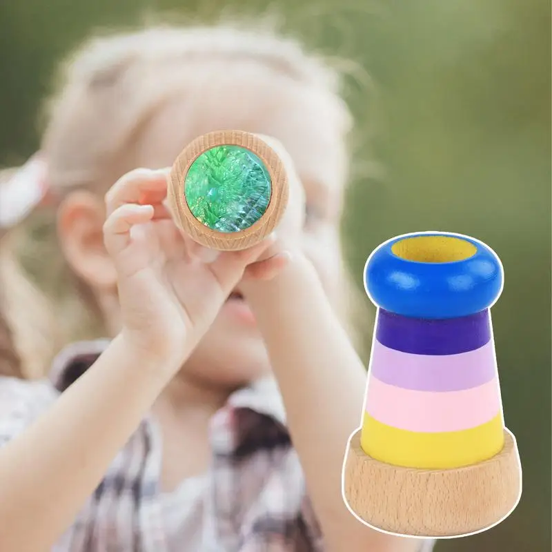 Wooden Kids Rotating Kaleidoscope Magic Changeful Adjustable Fancy Colored World Toy Children Kids Classic Educational Toys