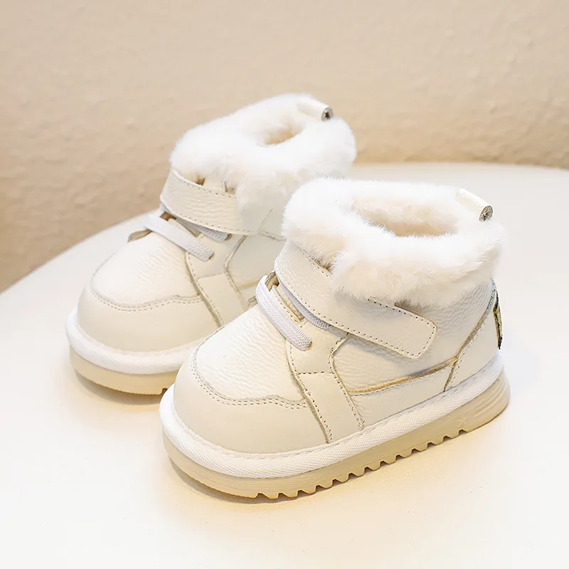 Winter Toddler Boy Boots Solid Color Plush 0-3years Infant Snow Boots