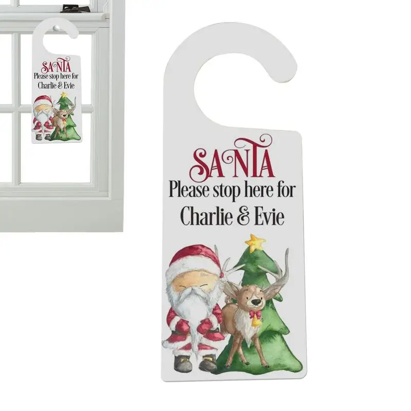 

Christmas Door Hanger Santa Claus Ornaments Decorations Cute Santa Please Stop Here Acrylic Door Handle Hanger Sign Door Decor