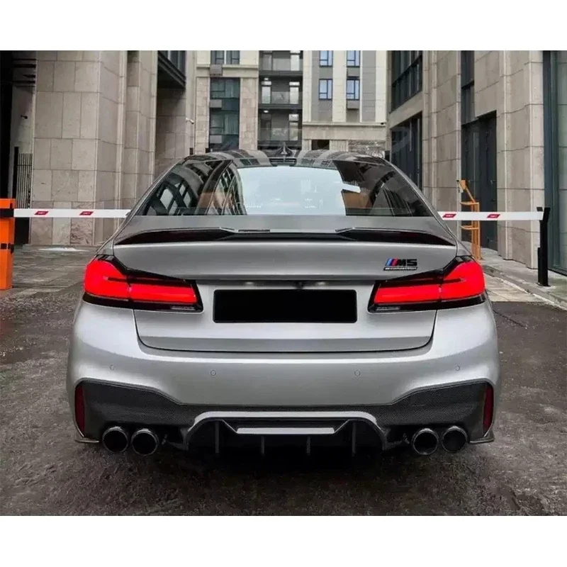 BMW 5 시리즈 M5 F90 G30 G38 540i 530 2017+ 카본 파이버 백 립 자동차 리어 범퍼 디퓨저 리어 스플리터 스포일러 바디 키트