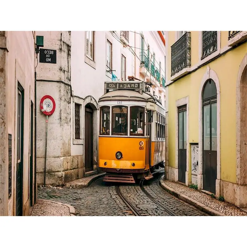 Gatyztory-大人のための数字によるモダンな絵画,黄色のバス,家の装飾