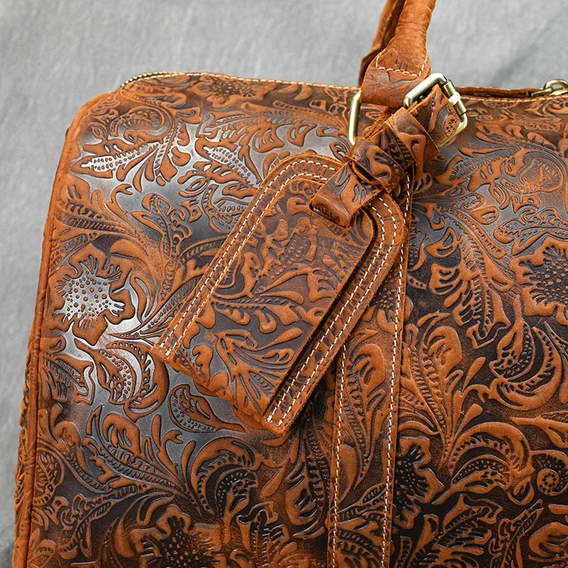 Vintage Large Capacity Women Luggage Duffel Bags Male Weekend Handbag Embossed Design Genuine Leather Mens Travel Bag 71 S69c38f9ab3c742baac632a1e94b310f3R
