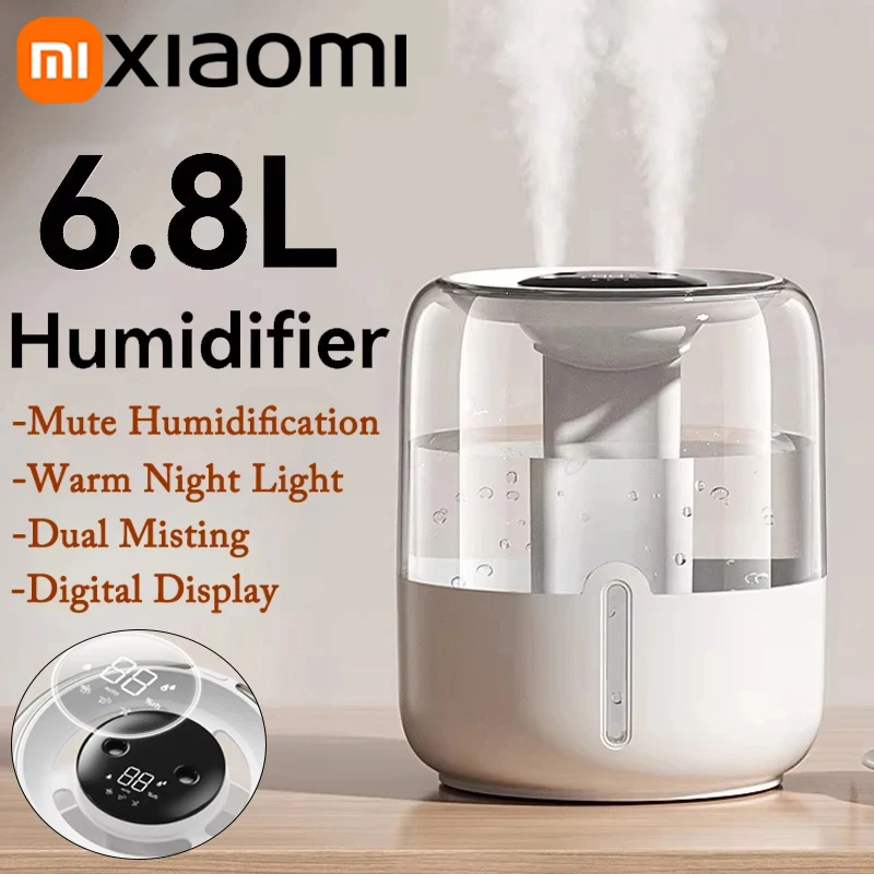 Xiaomi 6.8L Large Capacity Humidifier USB Double Spray Quiet With Night Light For Home Dormitory Office Bedroom Desktop
