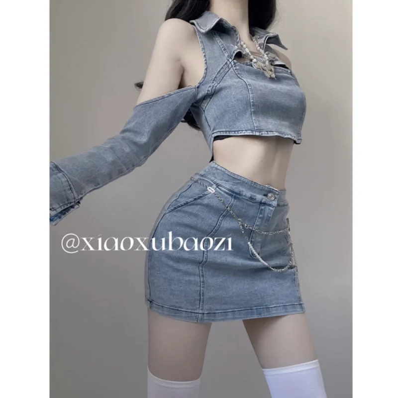 

Chic Fashion Women Vintage Streetwear Denim High Wasit Mini Skirts Summer Casual Sexy Slim Y2k Zipper Fly Faldas Mujer