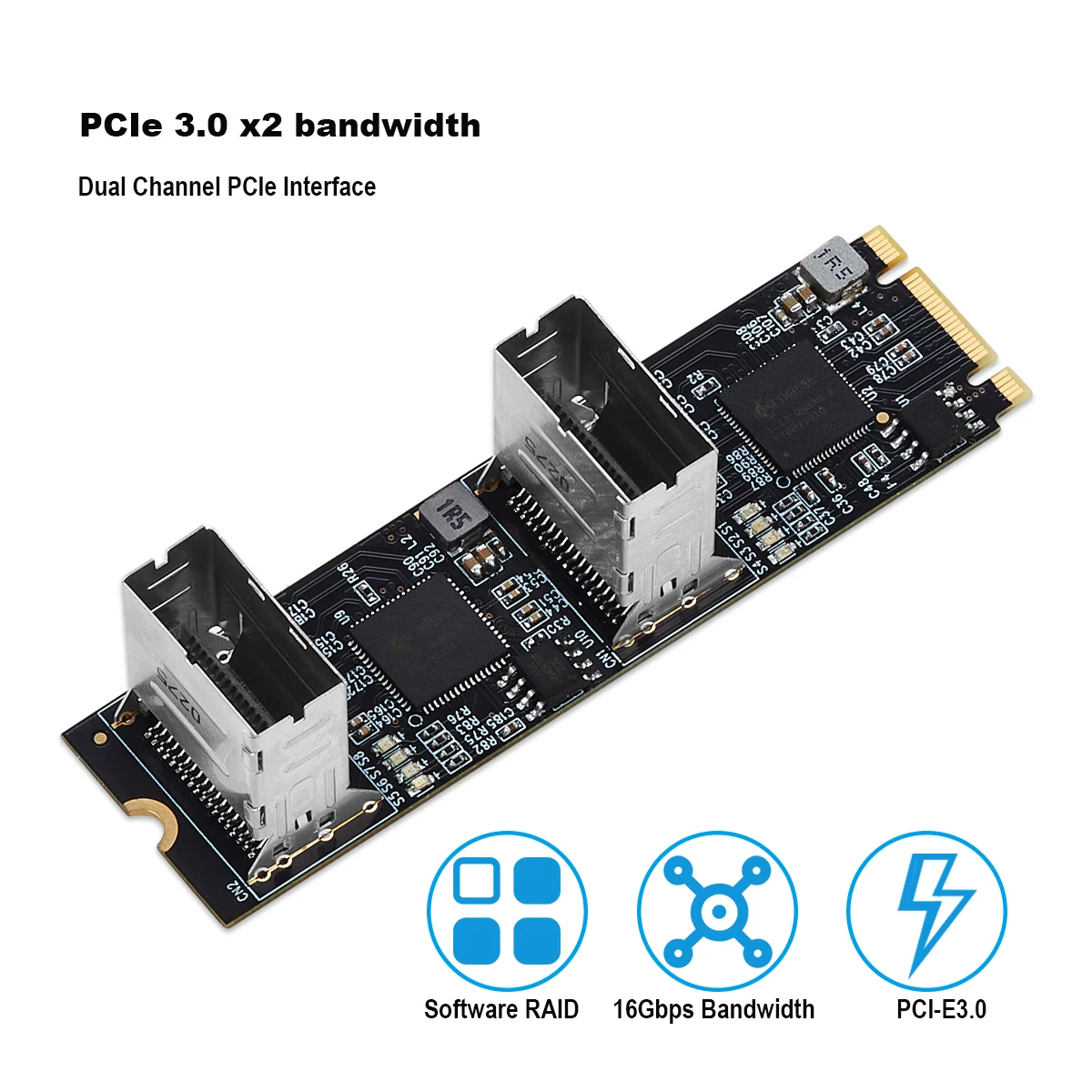 Iocrest-placa Controladora com Mini Interface Sas M.2 Pcie3.0 a Portas Sata 6g b m Key Ngff Cada Porta 6gbps - Imagem 4