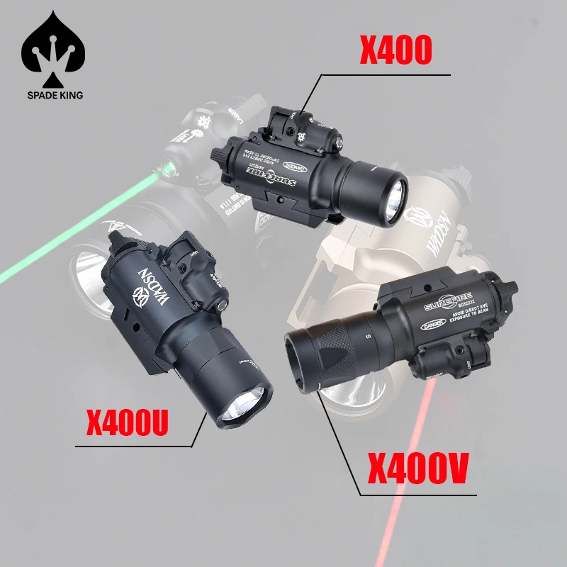 

Tactical SF X300 X400 X400U Ultra Red/Green Scout Laser LED Flashlight Rifle Laser Light Pistol Weapon Light Picatinny Rail