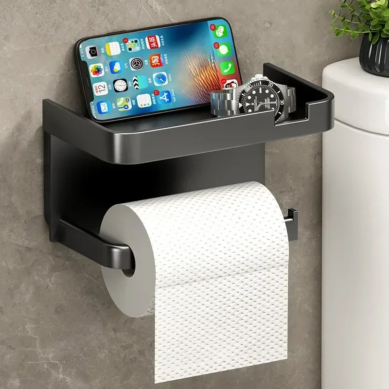 Toilet Paper Holder Bathroom Wall Mount Tissue Hanger Household Plastic Punch-free Storage Rack Portable Toilet Paper Rolls Tools