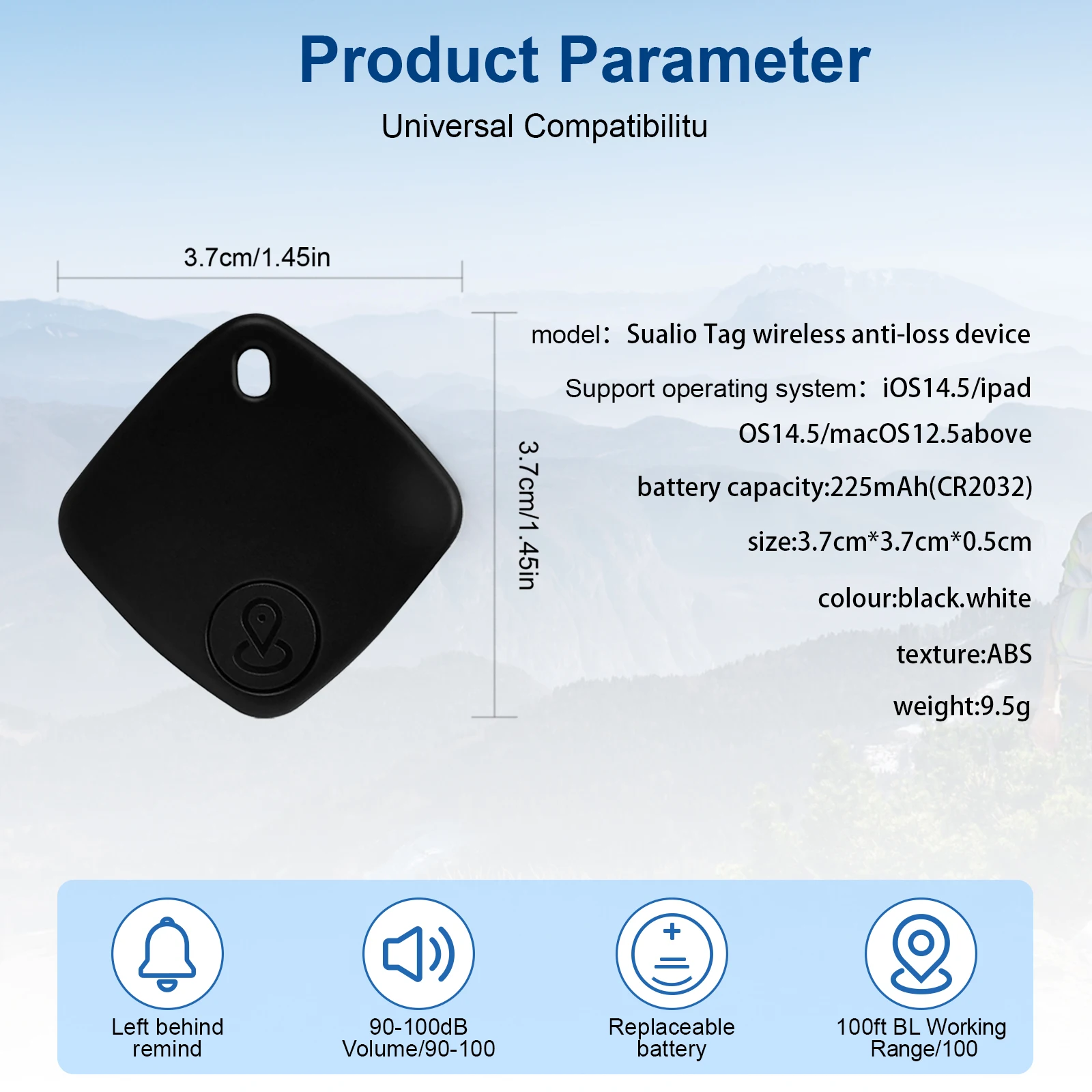 Smart Keys Finder BT Luggage Tracker Works With Apple Find My (iOS only) Item Locator GPS Tracker For Keys Wallet Suitcase Bags