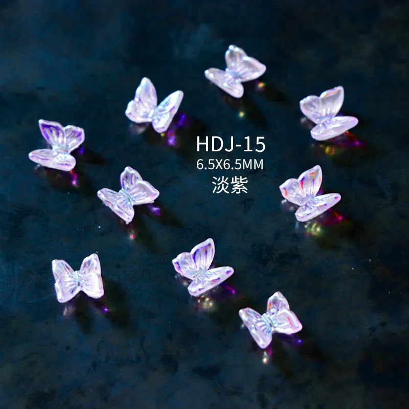 

20pcs Transparent AB Glass Glitter Butterfly Bowtie Design Charms Rhinestones Nail Art Manicure Nail Gems Crystal Strass Ongle#9