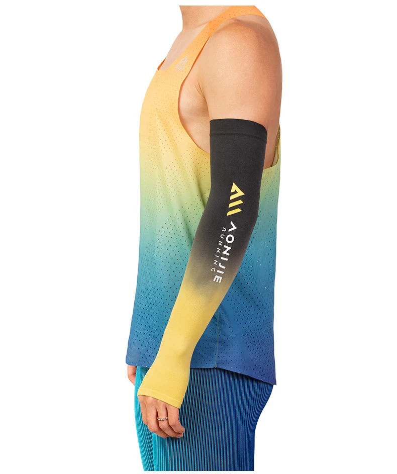 AONIJIE Men's Ice Arm Sleeves Sun Protection Sun Cover Covering Thumb Hole for Marathon Running Cycling Sunscreen Ice Cover 6