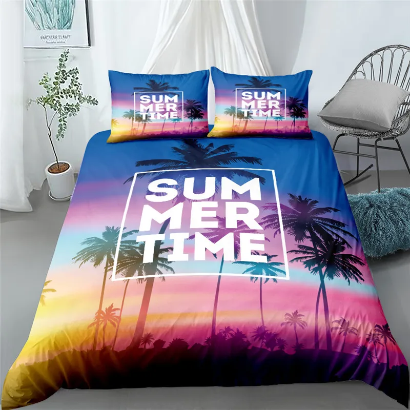 tropical plants 3d floral duvet cover set king queen double full twin single size bed linen set 