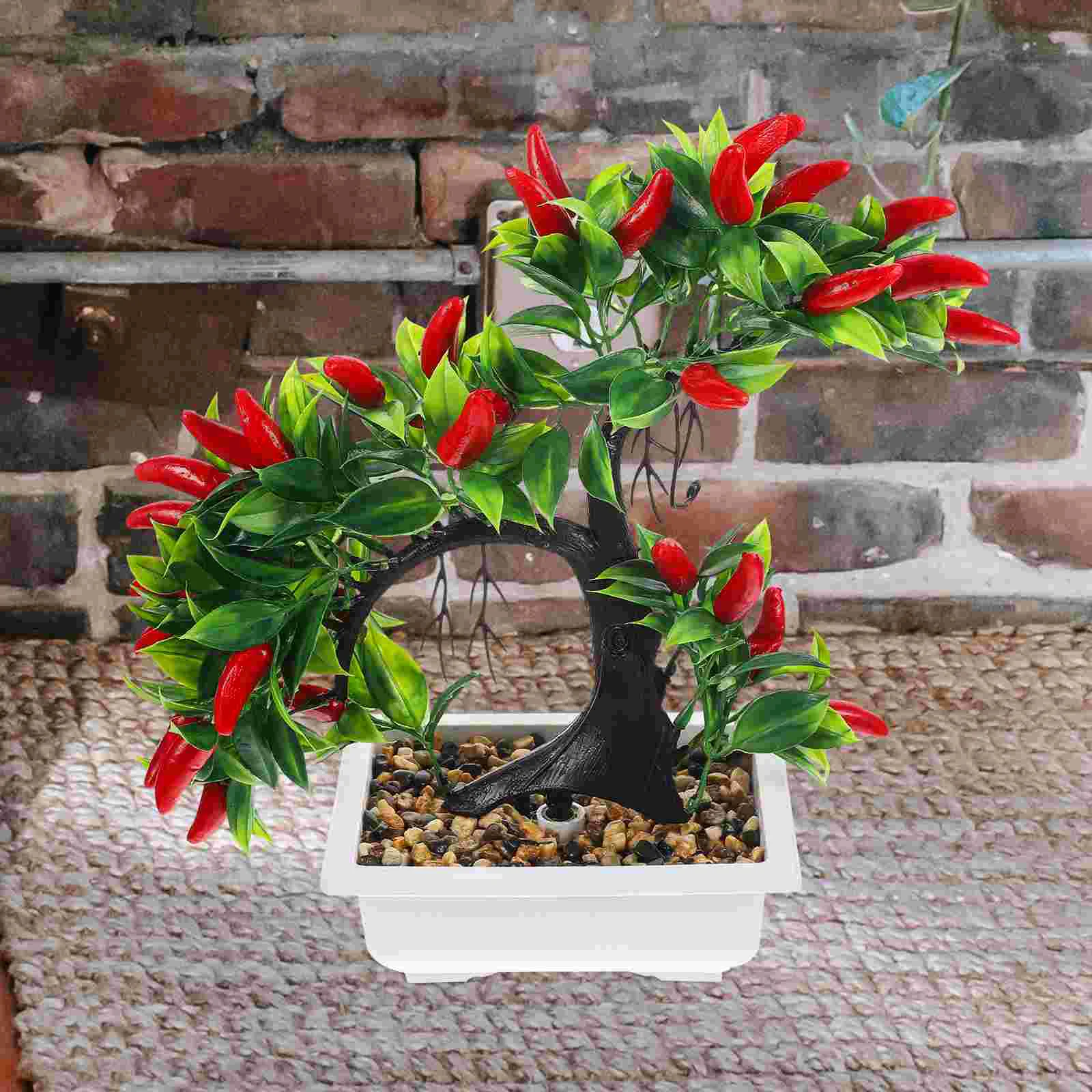 

Artificial Pepper Bonsai Fake Fruits Brunch Tree Chili Plant Pot Plastic Pepper Plant Simulation Plant