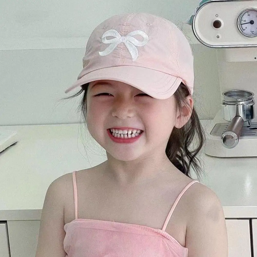 Girls Baseball Hat Girls' Anti-uv Baseball Hat with Bow Embroidery Ponytail Hole for Outdoor Activities School Outings Bow