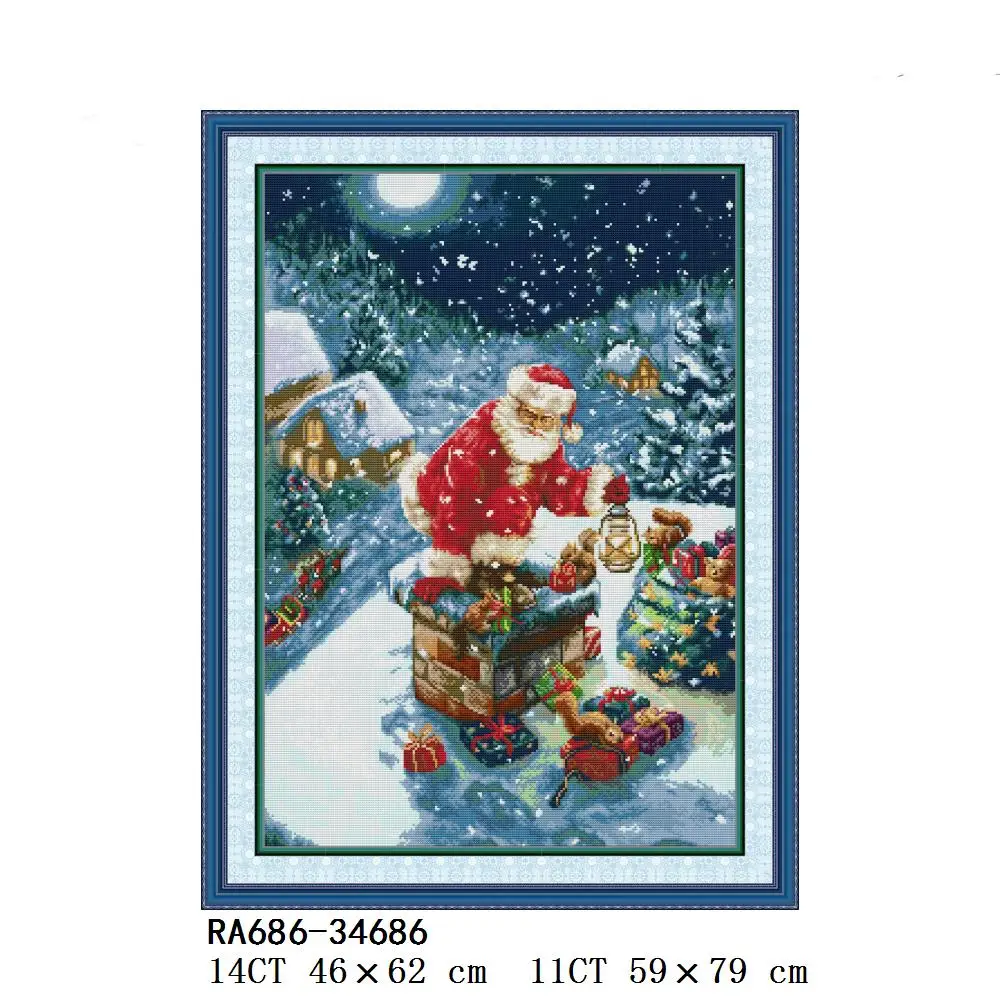 Joy Sunday Santa's Gift Chirstmas Cross Stitch Kit counted And Stamped Canvas Santa Claus Cross Stitch RA686 RA688 RA689