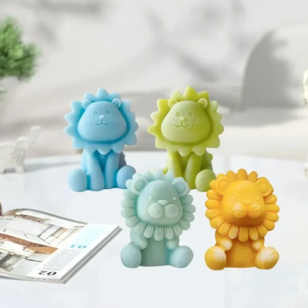3D 사자 실리콘 몰드 DIY 아로마 테라피 캔들 몰드 석고 송진 만들기 키트, 수제 초콜릿 케이크, 홈 데코