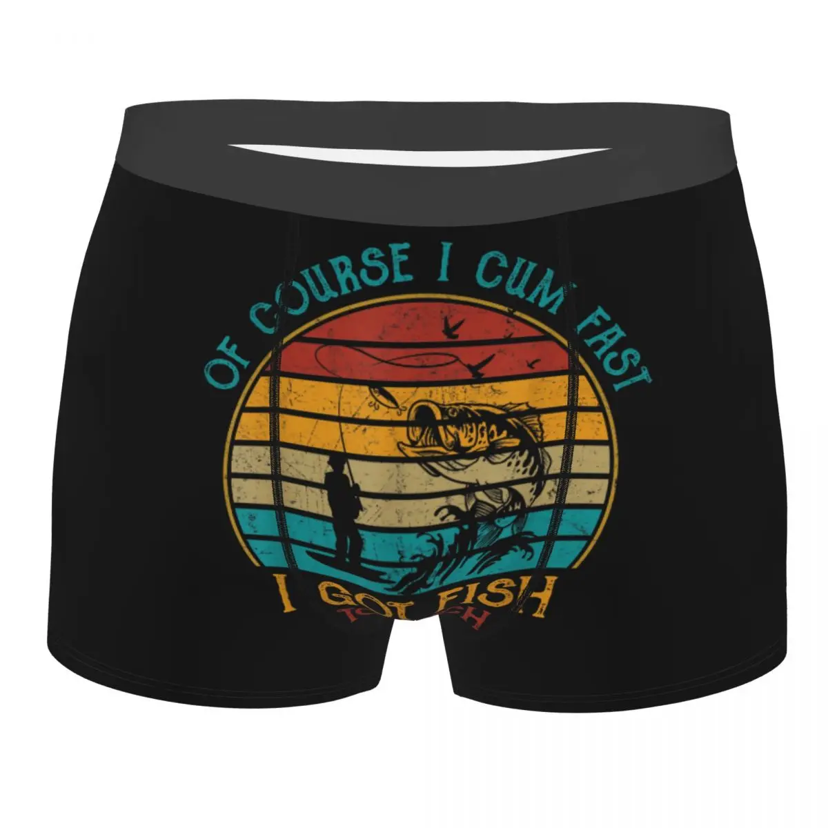 Male Cool Fishing Just Fish It Underwear Fisherman Boxer Briefs Soft Shorts Panties  Underpants