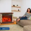 LifePro 1500Watt Electric Infrared Quartz Fireplace Heater for Indoor Use with 3Heating Elements and Remote Faux Stone &Oak Wood 4