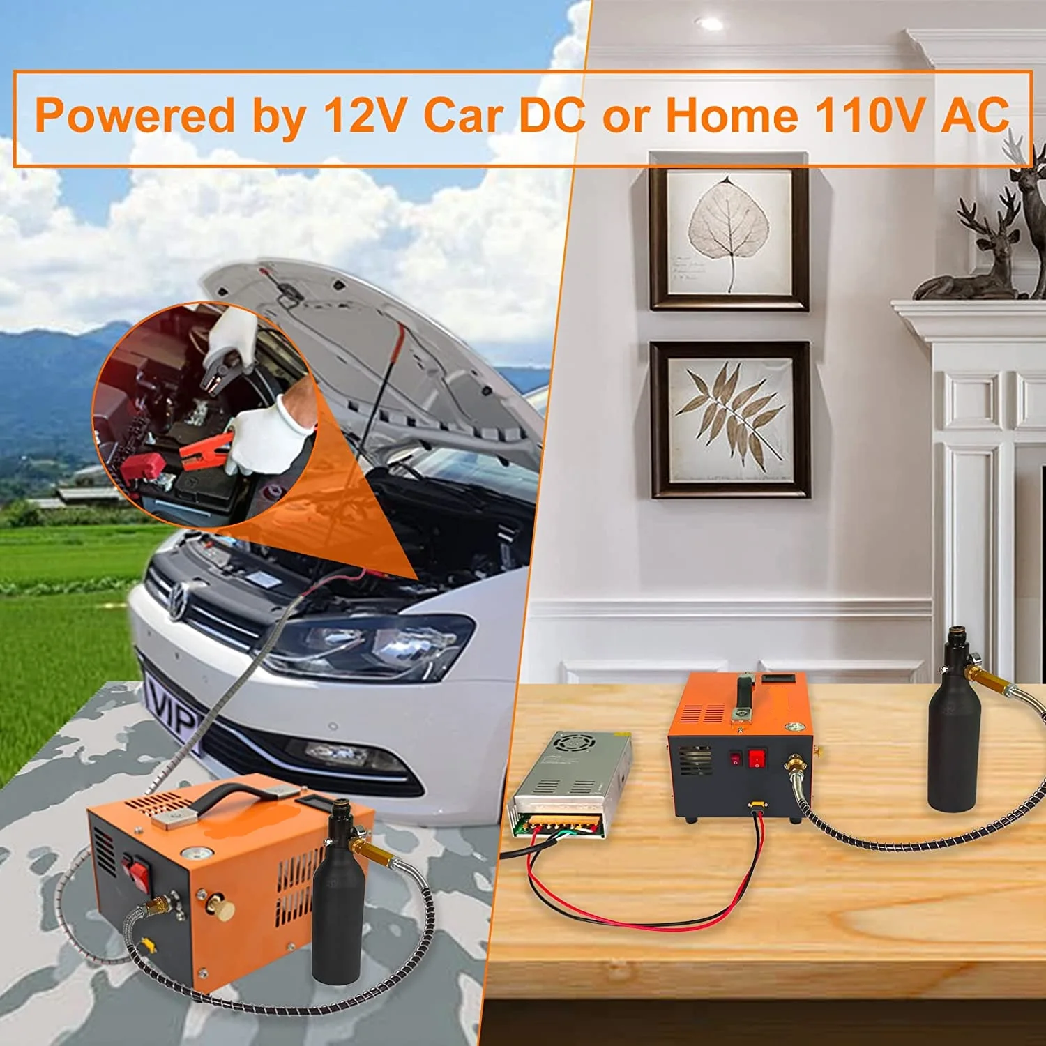 NUOGE PCP 공기 압축기 펌프, 전원 오일 및 무수 고압, 다이빙 보틀에 적용, 4500Psi, 30Mbar, 12V, 110V, 220V
