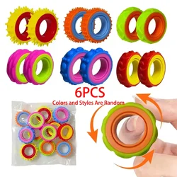 Rotating Sensory Fidget Ring for Stress Relief and Focus (Random 6pcs)