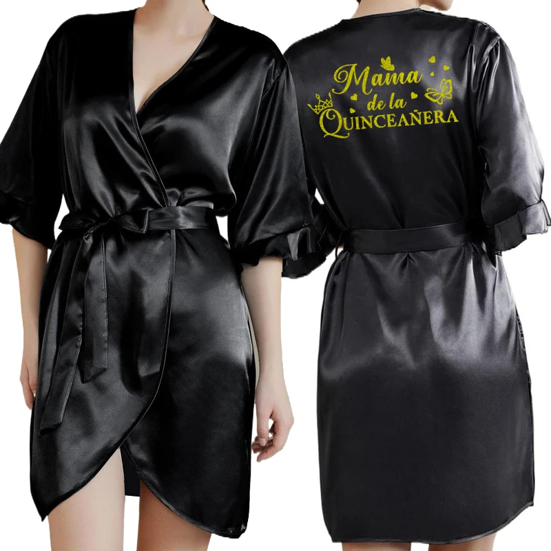 Quinceanera Sweet 15th Birthday Party bathrobe Floral Girl Fifteen Years Old robe Quincea&ntilde;era Princess nightgown women sleepwear sleepwear pajamas cotton bathrobe kids sleepwear robe
