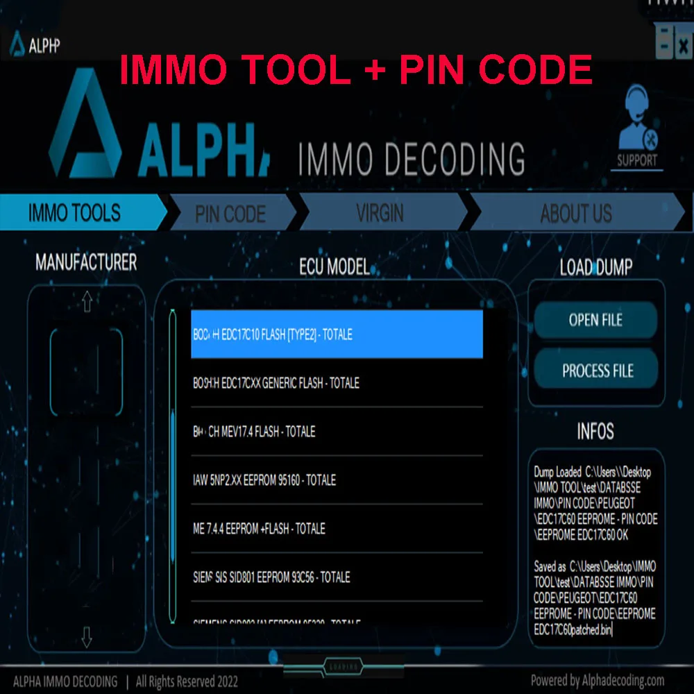 

Original ALPHA IMMO Decoding Software SERVICE TOOL Universal Free Keygen Car Pin Code Calculator Install Engine Immobilizer