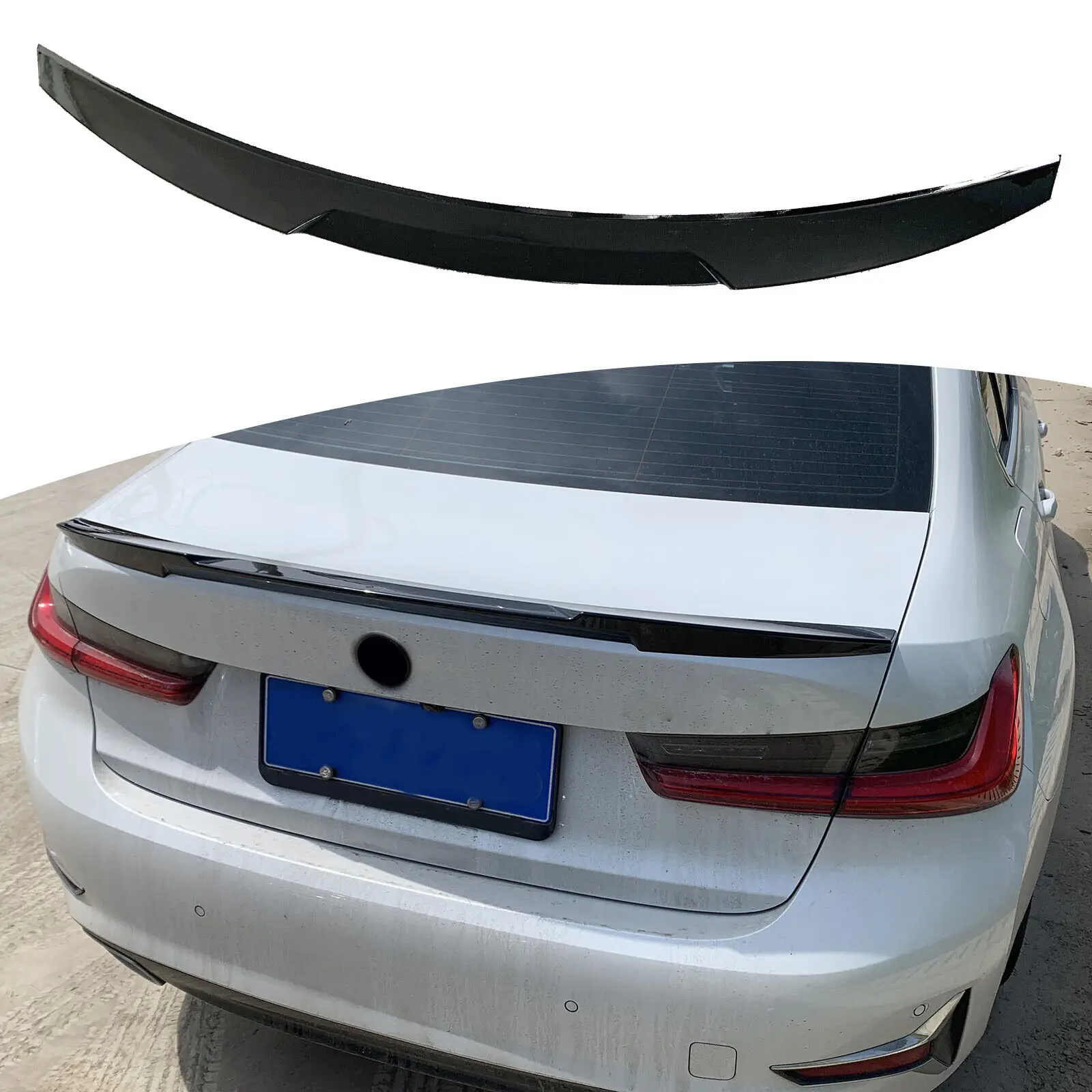 2019-2021 BMW 3 시리즈 G20 용 리어 스포일러 M4 스타일, 광택 블랙 룩