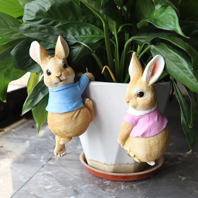 Statue de lapin drôle en résine, Sculpture, Adorable, Figurine animale,  ornement décoratif pour l'extérieur, fournitures de jardin féeriques -  AliExpress